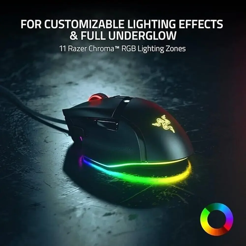 Razer Basilisk V3 Wired Gaming Mouse (Black)26K DPI - RGB - Programmable Buttons